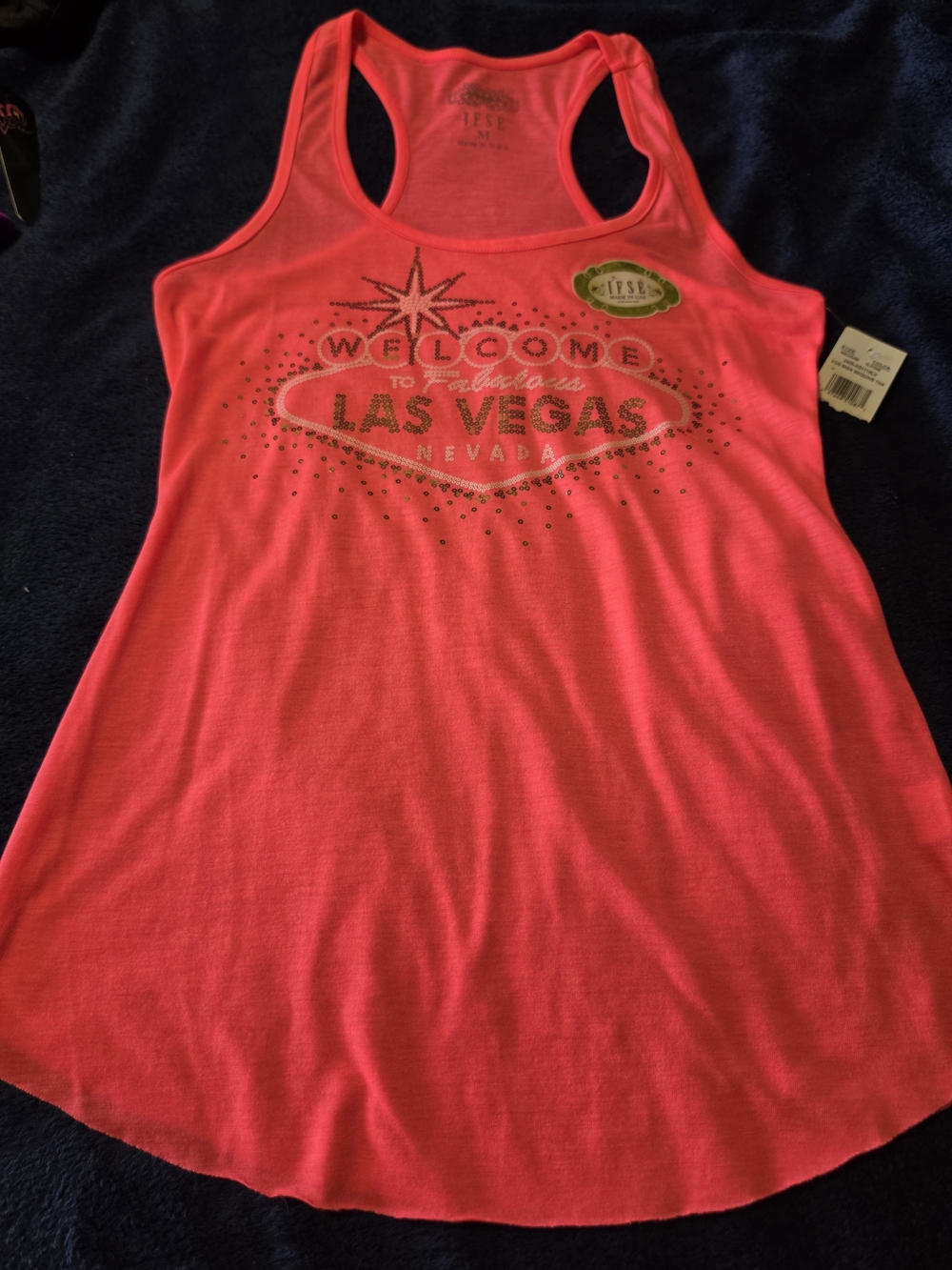 Las Vegas Graphic Racerback Tank Top - Neon Pink